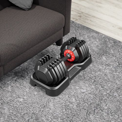 Adjustable dumbbell set, male and female 10 in 1 free dumbbell black rotating handle for quick adjustment (10 gears/55 pounds)