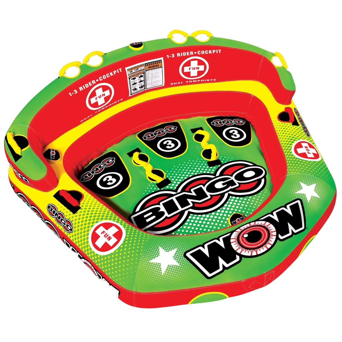 WOW Watersports Bingo 1-3 Person Cockpit Ski Tube w Foam Handles