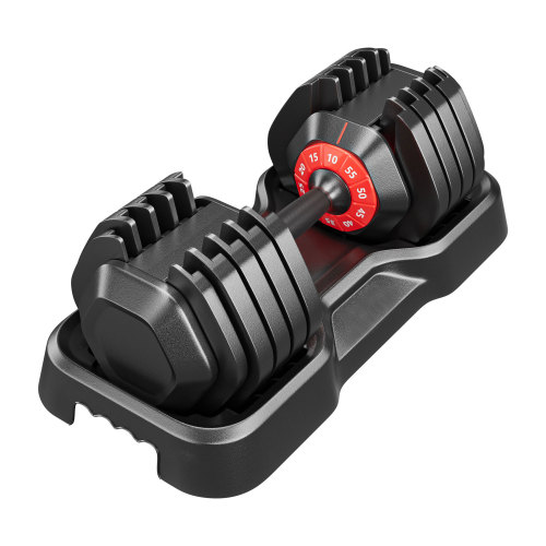 Adjustable dumbbell set, male and female 10 in 1 free dumbbell black rotating handle for quick adjustment (10 gears/55 pounds)