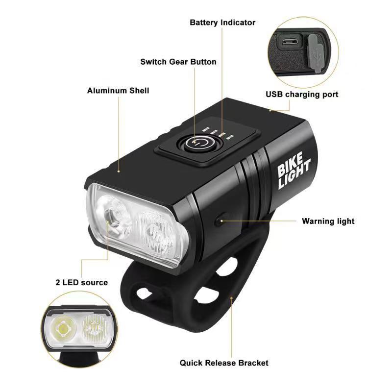 Rechargeable bicycle cycling night light USB light T6 light Strong flashlight Mountain bike front and rear light accessories