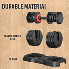 Adjustable dumbbell set, male and female 10 in 1 free dumbbell black rotating handle for quick adjustment (10 gears/55 pounds)