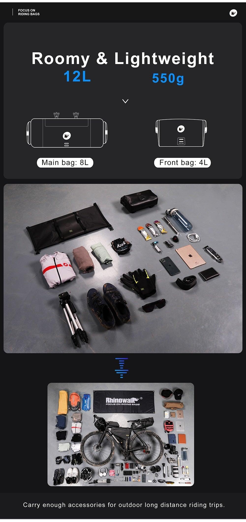 Bicycle Bag Waterproof Big Capacity Handlebar Bag 2 Piece Front Tube Cycling Bag  Bike Accessories Bike Bag Waterproof Bike Handlebar Bag Bicycle For Sport Bicycle Cycling Accessories