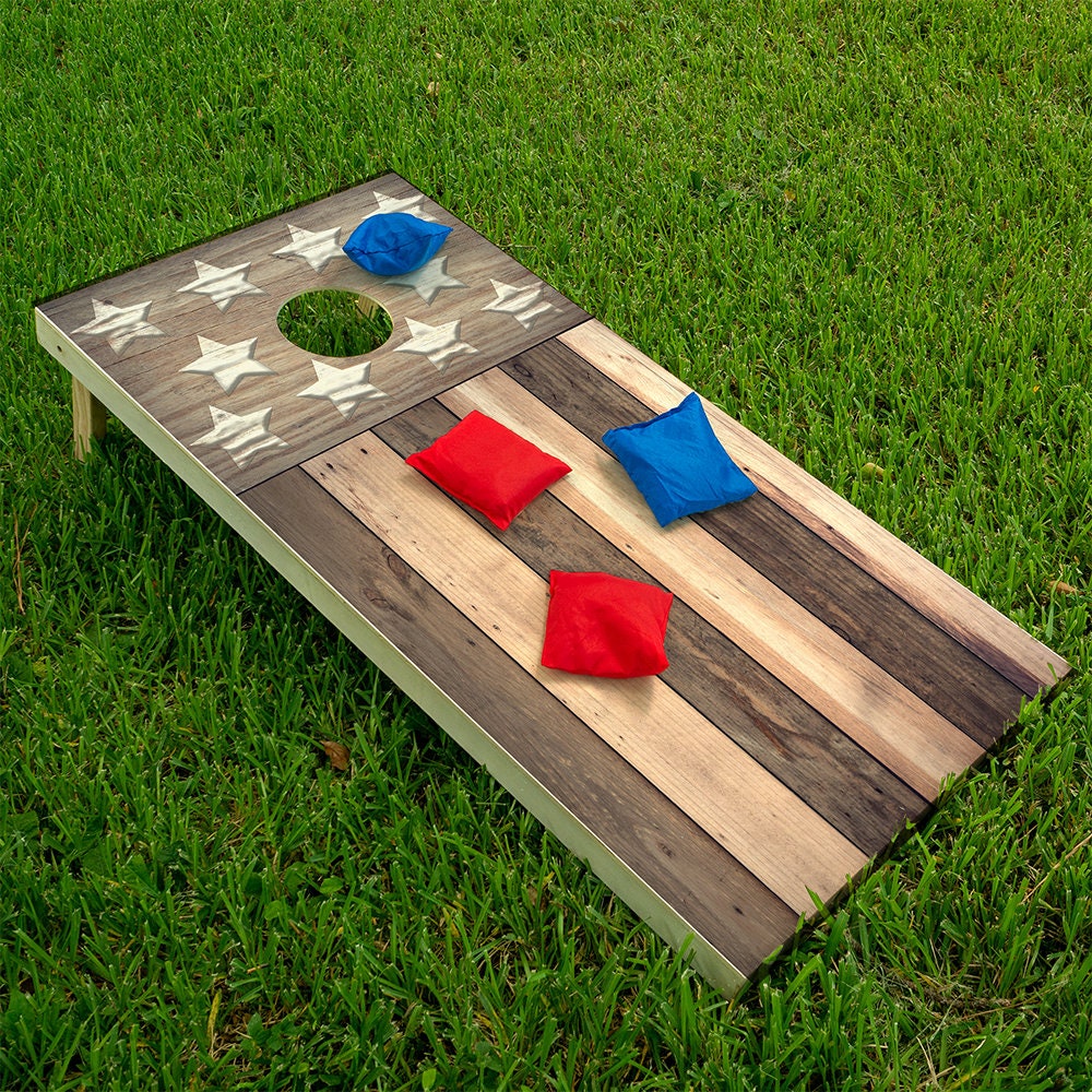 Brown Distressed American Flag - Cornhole Board Wrap - Set of 2