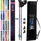 Official Nordic Walking Poles - True Nordic Glove Grip w-flip locks, detachable feet and travel bag - pair - For Heights up to 6’2”